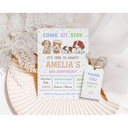 dog birthday invitation puppy invitation  lets pawty birthday invitation animal birthday invitation dog birthday party 1