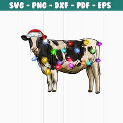 funny christmas cow santa hat png sublimation download