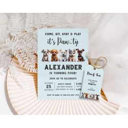 dog birthday invitation pawty birthday invitation puppy birthday party it's pawty invite dog invitation editable invitat