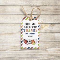 sports birthday thank you tag sports party tag soccer birthday invite baseball thank you tag template basketball birthda