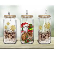 western christmas cows 16 oz libbey glass sublimation design,western png,christmas png,cows png,animal png, animal cow png, digital download