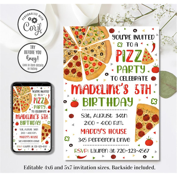 Editable Pizza Party Invitation, Pizza Birthday Invitation, | Inspire Uplift editable-pizza-party-invitation-pizza-birthday-invitation-inspire-uplift