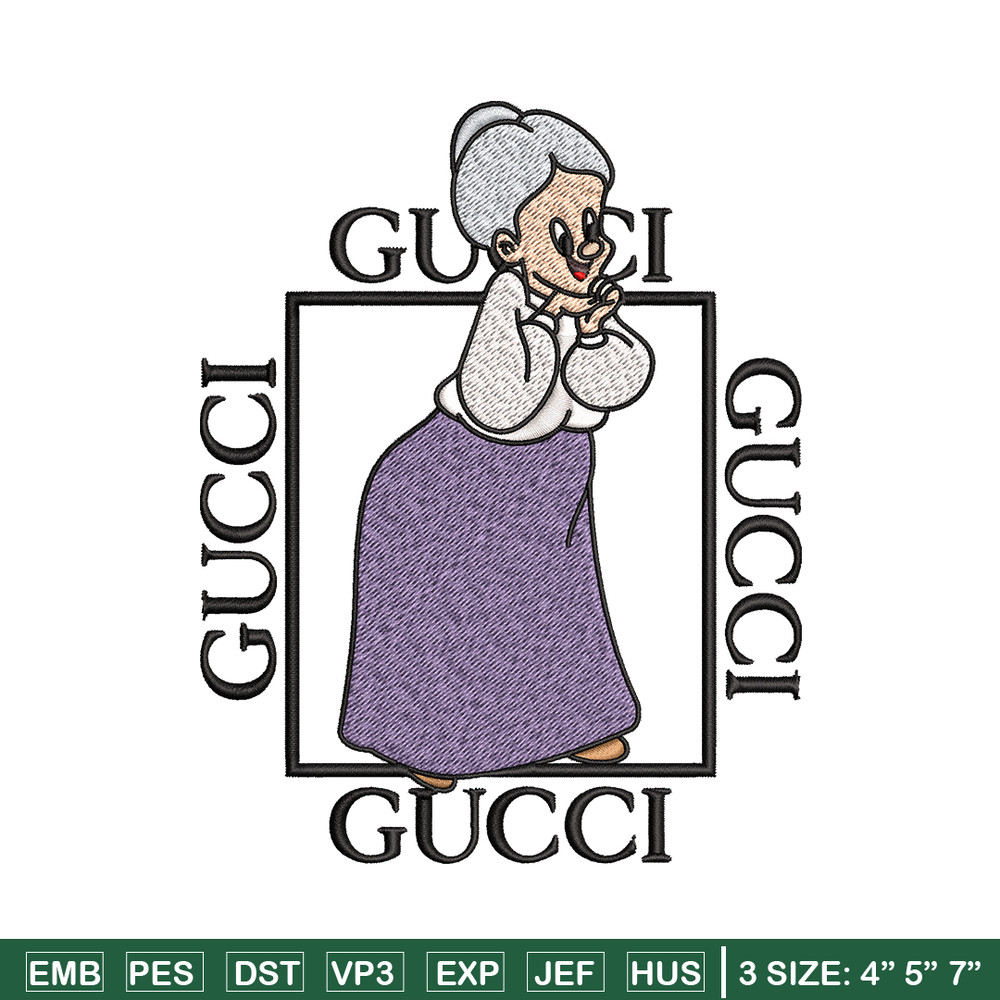 Granny Gucci Embroidery design, Granny Gucci Embroidery, cartoon design, Embroidery File, Gucci logo, Digital download..jpg