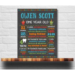 editable monster milestone, monster chalkboard sign, monster birthday party, monster party sign, 8x10 & 16x20