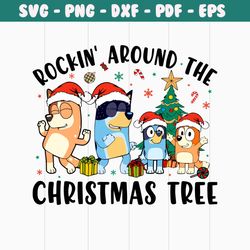 bluey rockin around the christmas tree svg download