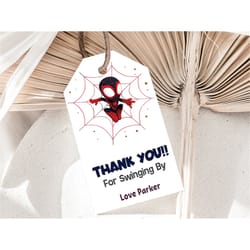 miles morales thank you tags spidey favor tags spidey and his amazing friends birthday tags spin party gift label editab