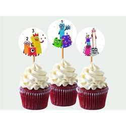 numberblocks cupcake toppers numberblocks cake topper number blocks birthday numberblock theme party decoration printabl