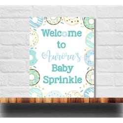editable donut welcome sign, donut baby sprinkle, donut baby shower, donut banner, 24x36 20x24 16x20