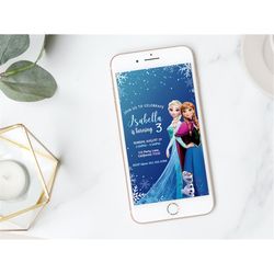 Frozen Electronic Invitation Elsa Birthday Invitation Digital Kids Mobile Invitation Anna Evite Frozen Party Phone Invit