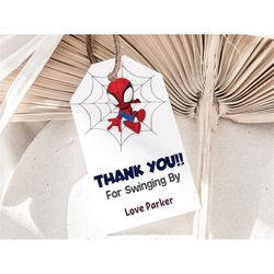 Spidey and his Amazing Friends Thank You Tags Spidey Birthday Favor Tags Spidey Party Favor Tags Gift Labels EDITABLE In