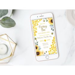 bee electronic invitation first bee day invitation digital 1st birthday mobile invitation happy bee day evite phone invi