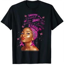 Strong Smart Black Women Breast Cancer Survive Pink Ribbon PNG