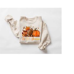 Tis the Season Fall Sweatshirt, Fall Coffee Football Pumpkin Sweater, Fall Coffee Shirt, Fall Pumpkin Sweatshirt, Fall G