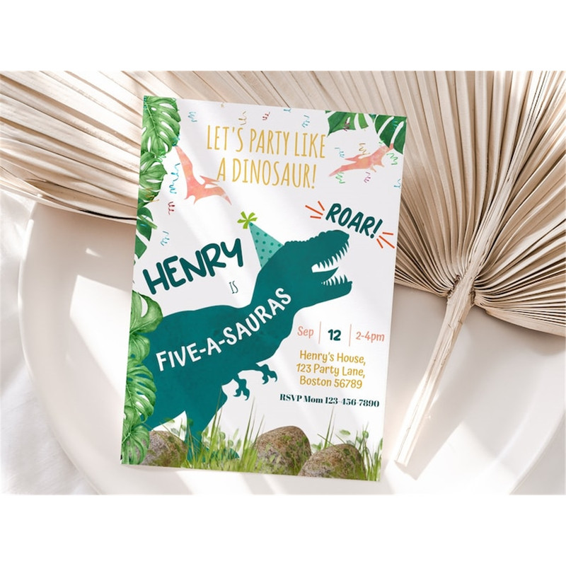 MR-111202311259-dinosaur-5th-birthday-invitation-trex-fifth-birthday-party-image-1.jpg