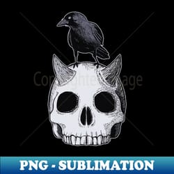 crow perched on a demon skull - professional sublimation digital download - unleash your creativity