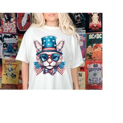 Happy 4th of July Cat American Hat Sunglasses, USA Cat Lover Patriotic Independence Day, Sublimation Digital Download PN