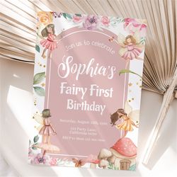 Fairy First Birthday Invitation My Fairy First Invitation Fairy Party Invite Enchanted Forest Theme Fairy 1st Party Digi