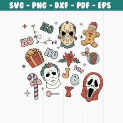 retro christmas horror movie character svg digital file