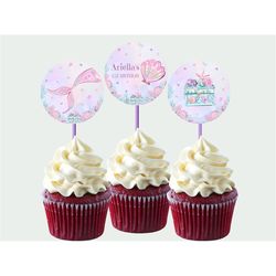 mermaid cupcake toppers mermaid cake topper under the sea decor girl birthday party decorations editable printable digit