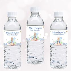 peter rabbit water bottle labels bunny bottle wrappers flopsy bunny first birthday party decor rustic bunny decorations