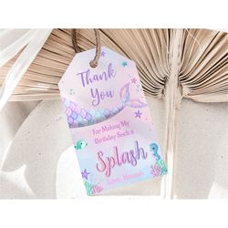 Mermaid Thank You Tags Mermaid Favor Tags Mermaid Party Favor Labels Under the Sea Gift Tags Birthday Favor Bag Tags EDI