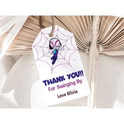 Ghost Spider Thank You Tags Spidey and his Amazing Friends Birthday Favor Tags Girl Spidey Gwen Party Gift Tags EDITABLE