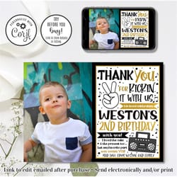 editable two legit to quit thank you card, two legit birthday thank you, boy 2nd birthday, 4x6 & 5x7