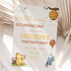 winnie the pooh birthday invitation classic winnie the pooh invitation vintage pooh bear party piglet invite theme edita