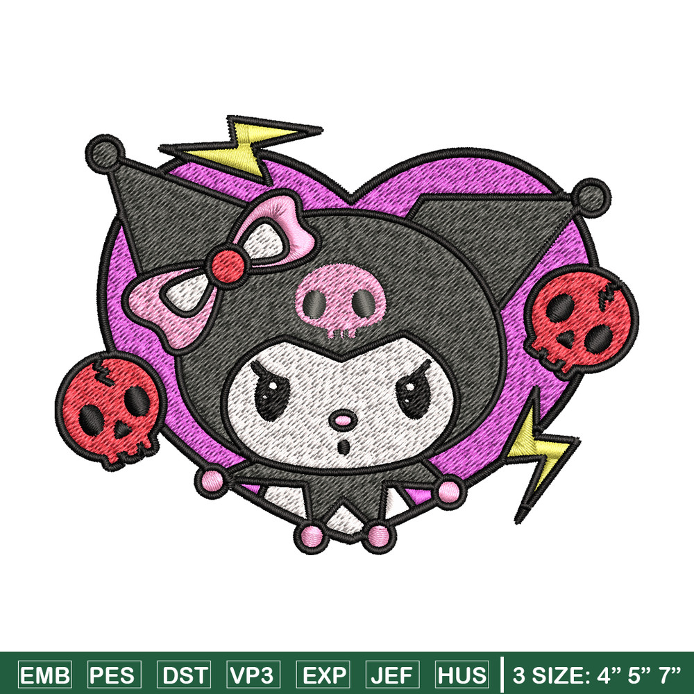 Kuromi Embroidery design, Hello Kitty Embroidery, cartoon design, Embroidery File, cartoon shirt, Digital download.jpg