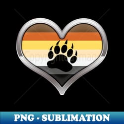 large gay bear pride flag colored heart with chrome frame - png transparent sublimation file - unleash your creativity
