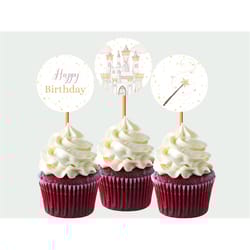 princess cupcake toppers princess cake topper princess birthday party decoration girl princesses party decor editable di