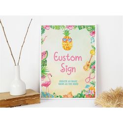 luau custom sign luau party signs luau birthday sign hawaiian decor tropical decorations aloha girl custom text editable
