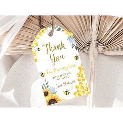 bee favor tags bee birthday party tags bee day gift tags honey bee thank you tags bee party favour tags yellow editable