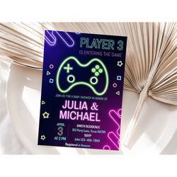 video game baby shower invitation gaming boy baby shower invite gamer baby shower party invite player 3 invite editable