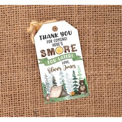 editable one happy camper tag, happy camper favor tags, one happy camper birthday party, template