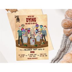 zombie halloween invitation zombies theme halloween party invite costume party invite vintage editable template instant