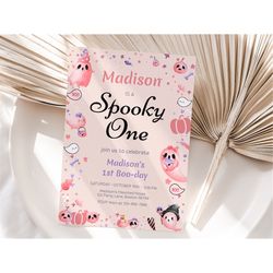Halloween First Birthday Invitation Spooky One Birthday Invite Girl First Birthday Party Invite October Fall EDITABLE In