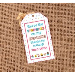 editable cupcake tag, cupcake party favor tags, cupcake birthday party, template