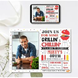 editable bbq invitation, bbq birthday invitation, adult invitation, 4x6 & 5x7