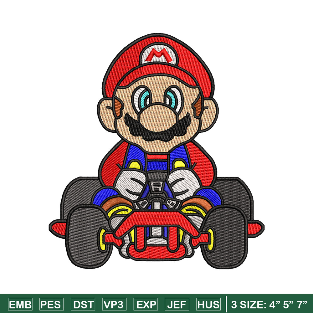 Mario car embroidery design, Super Mario bros embroidery, game design, logo design, game shirt, Digital download..jpg