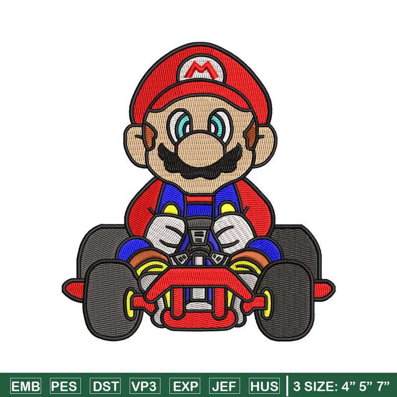Mario car embroidery design, Super Mario bros embroidery, game design, logo design, game shirt, Digital download..jpg