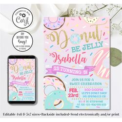 editable donut invitation, donut be jelly invitation, donut birthday invitation, you donut want to miss it invitation, 4