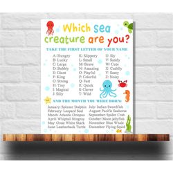 what's your under the sea name printable, under the sea name game instant download