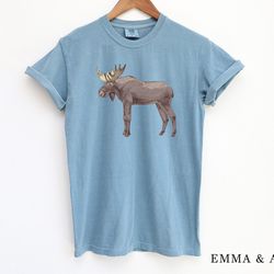 moose shirt, comfort colors shirt, camping shirt, hiking shirt, nature lover gift, animal lover shirt, outdoors shirt, v