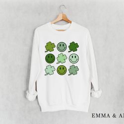 lucky sweatshirt png, clover sweatshirt png, womens st patricks day sweatshirt png, retro lucky sweater, saint patricks