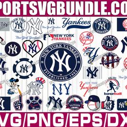 bundle 39 files new york yankees baseball team svg, new york yankees svg, mlb team  svg, mlb svg, png, dxf, eps, jpg