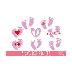 baby feet svg, baby feet clipart, baby foot print heart svg, baby feet monogram svg, baby shower svg, newborn footprint svg, baby monogram