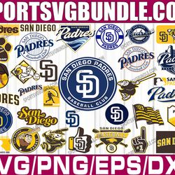 bundle 33 files san diego padres baseball team svg, san diego padres svg, mlb team  svg, mlb svg, png, dxf, eps, jpg