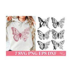 floral butterfly svg bundle, wildflowers butterfly svg, floral butterfly shirt png, butterfly flower svg png, created with a purpose svg,