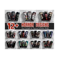 horror movies characters tumbler, halloween tumbler png, 20oz skinny tumbler, scary tumbler wrap, horror tumbler designs, halloween costume